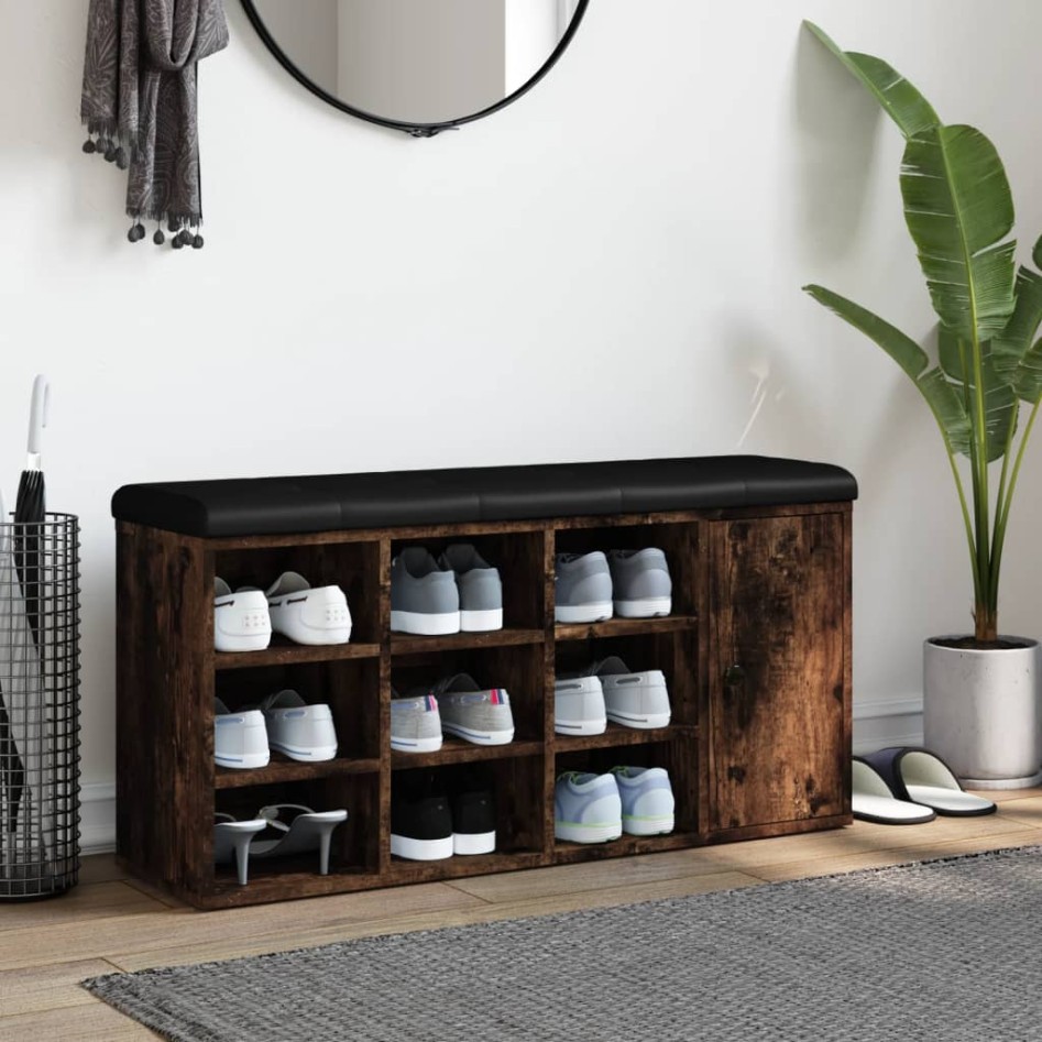 Banco zapatero madera de ingeniería roble ahumado 102x32x50