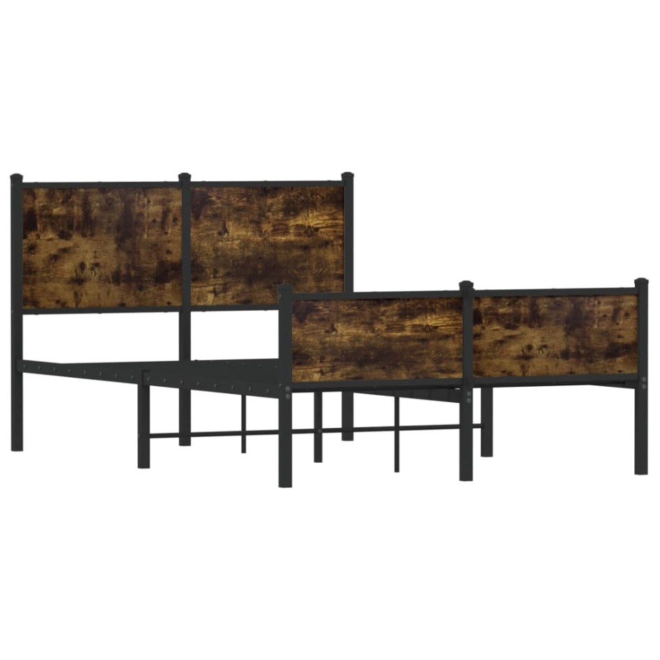 Estructura de cama sin colchón metal roble ahumado 120x200