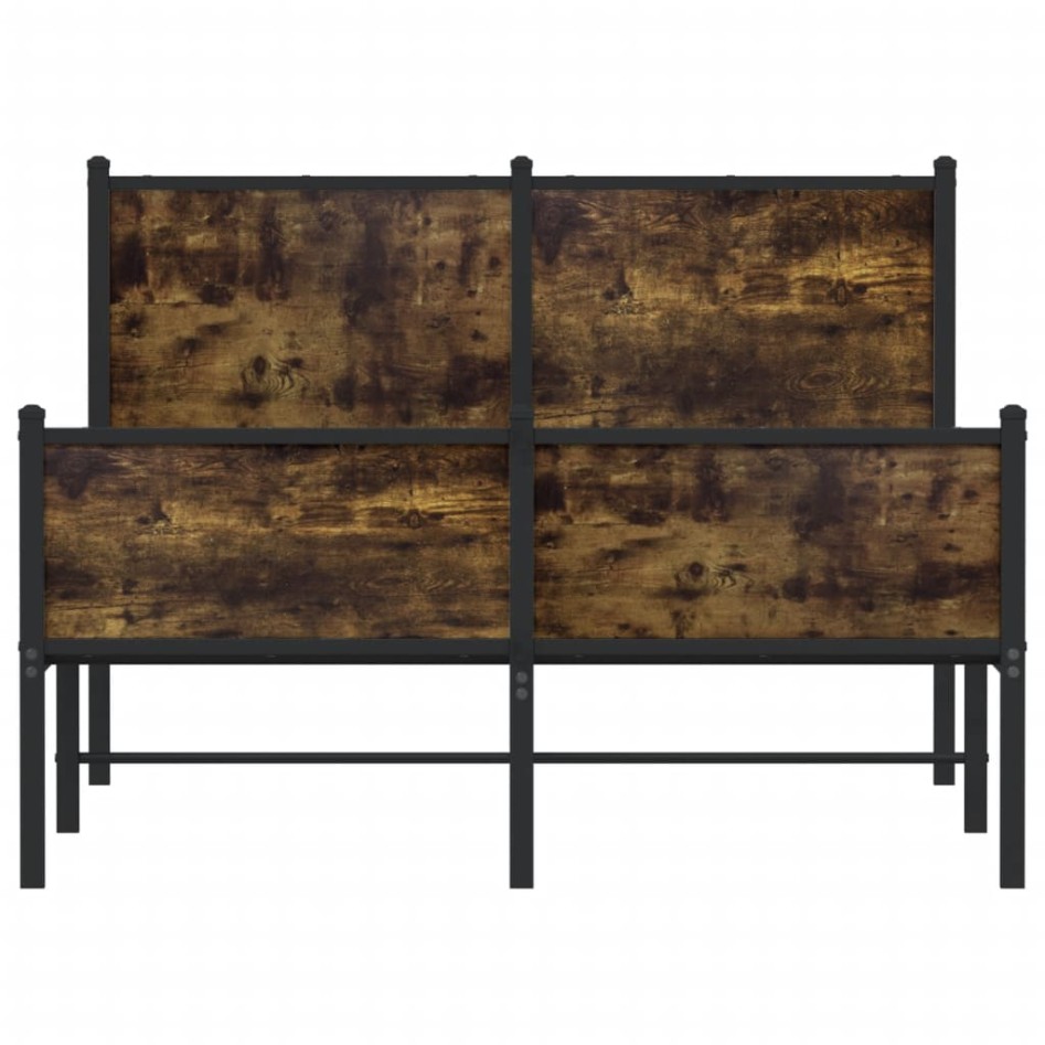 Estructura de cama sin colchón metal roble ahumado 120x200