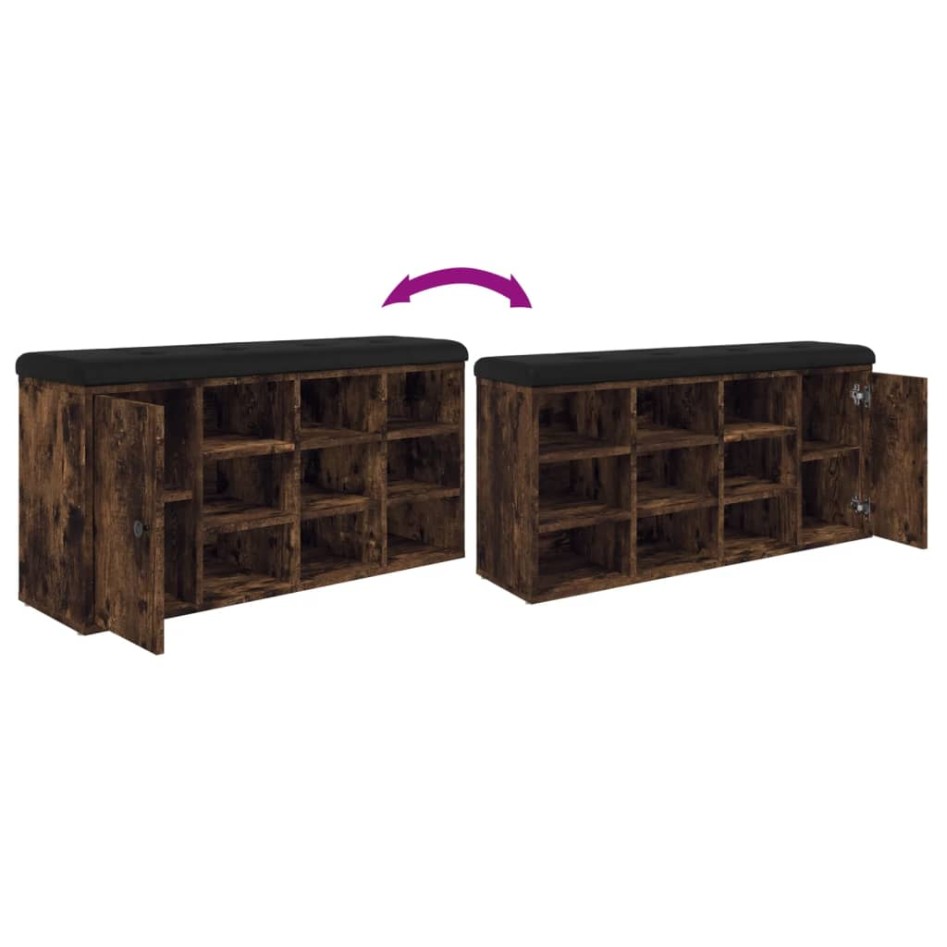 Banco zapatero madera de ingeniería roble ahumado 102x32x50