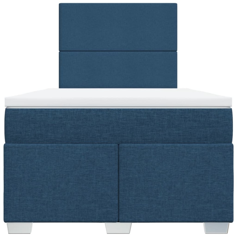 Cama box spring con colchón tela azul 120x190