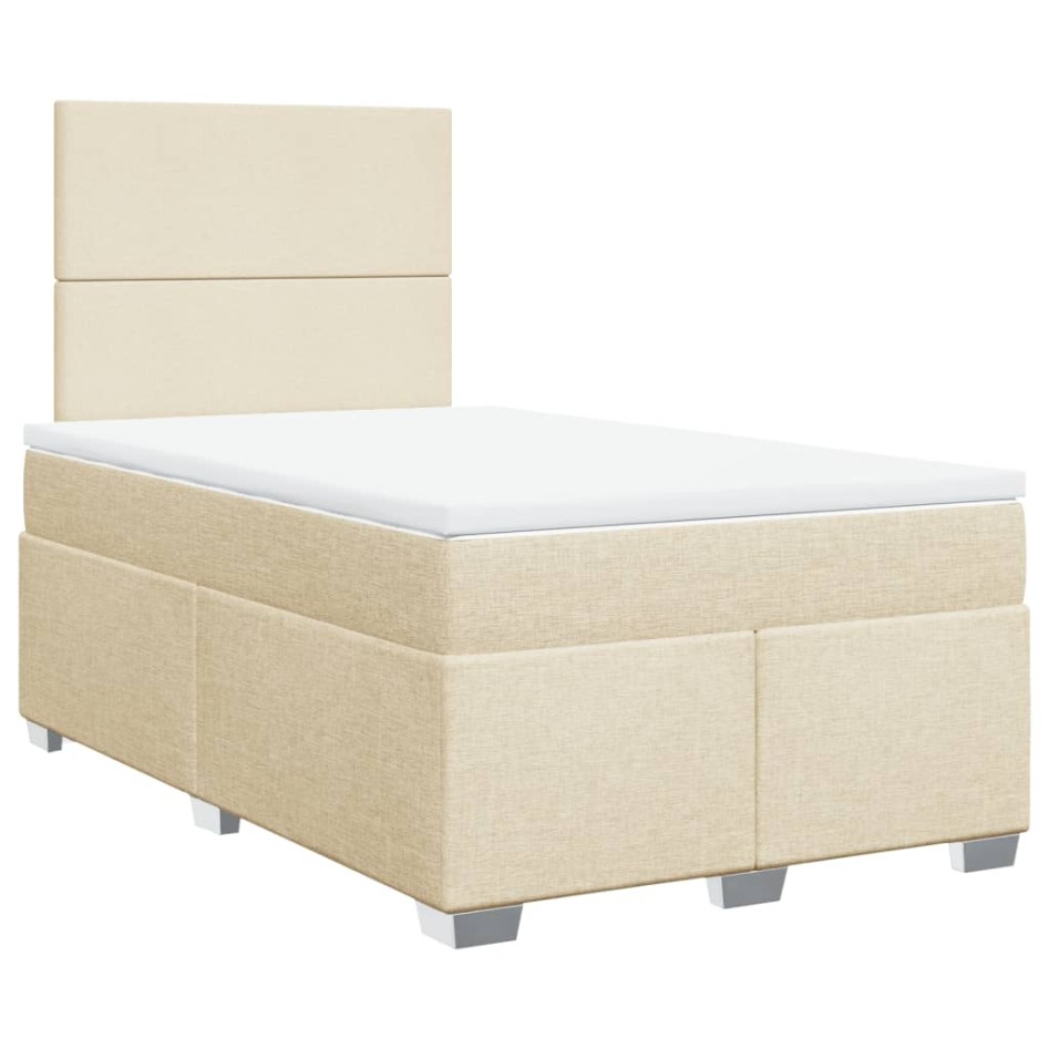 Cama box spring con colchón tela color crema 120x200