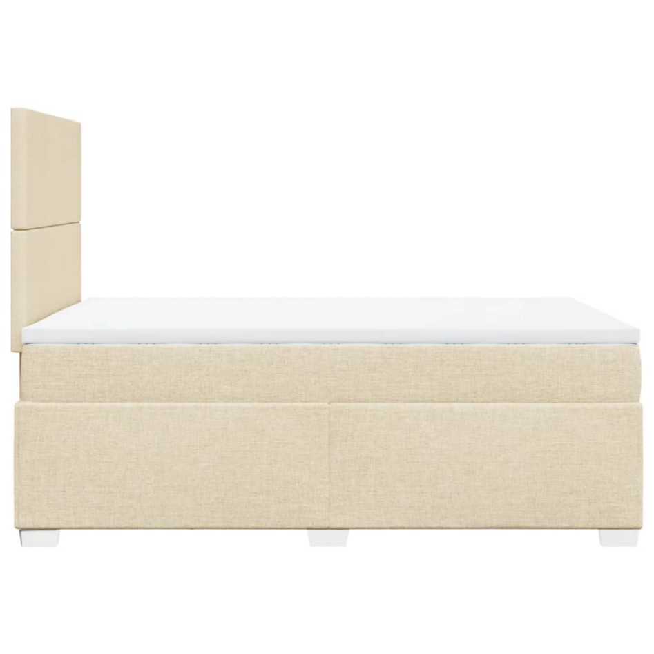 Cama box spring con colchón tela color crema 120x200