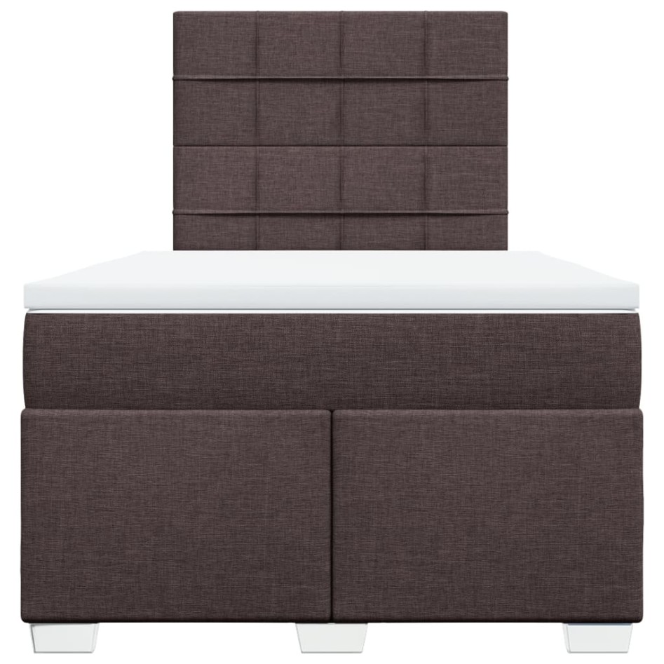 Cama box spring con colchón tela marrón oscuro 120x200