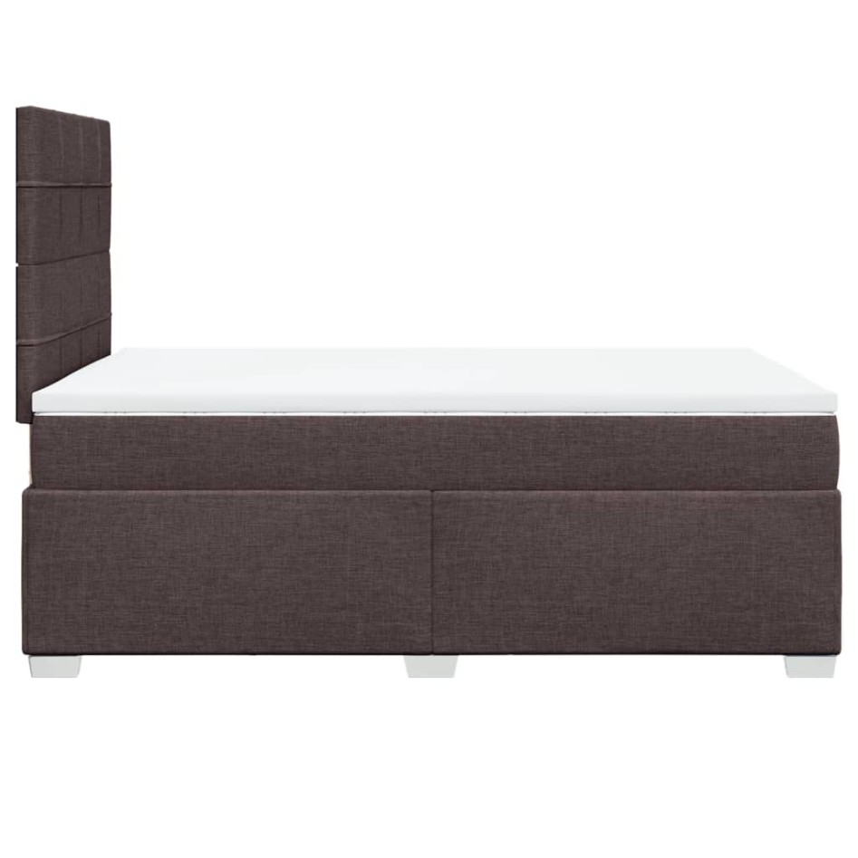 Cama box spring con colchón tela marrón oscuro 120x200