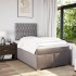 Cama box spring con colchón tela gris taupe 120x200