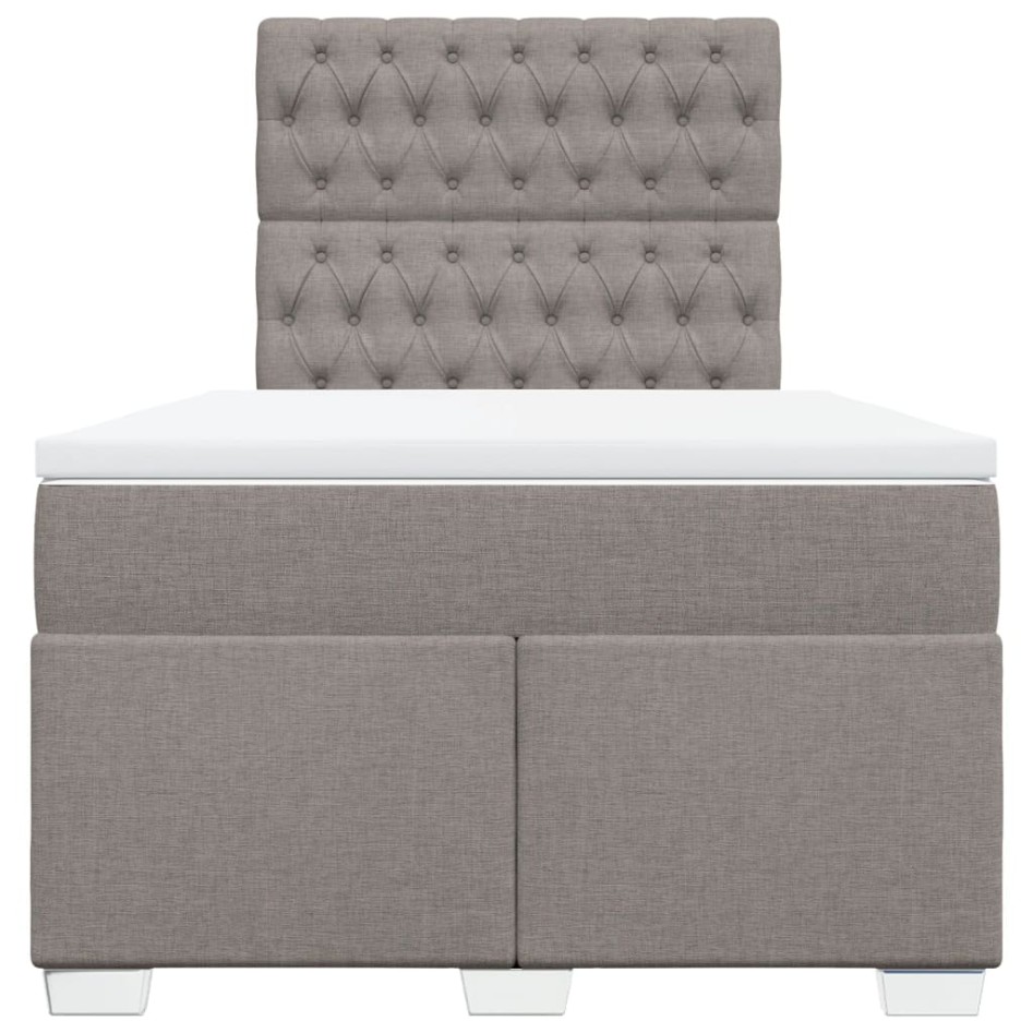 Cama box spring con colchón tela gris taupe 120x200
