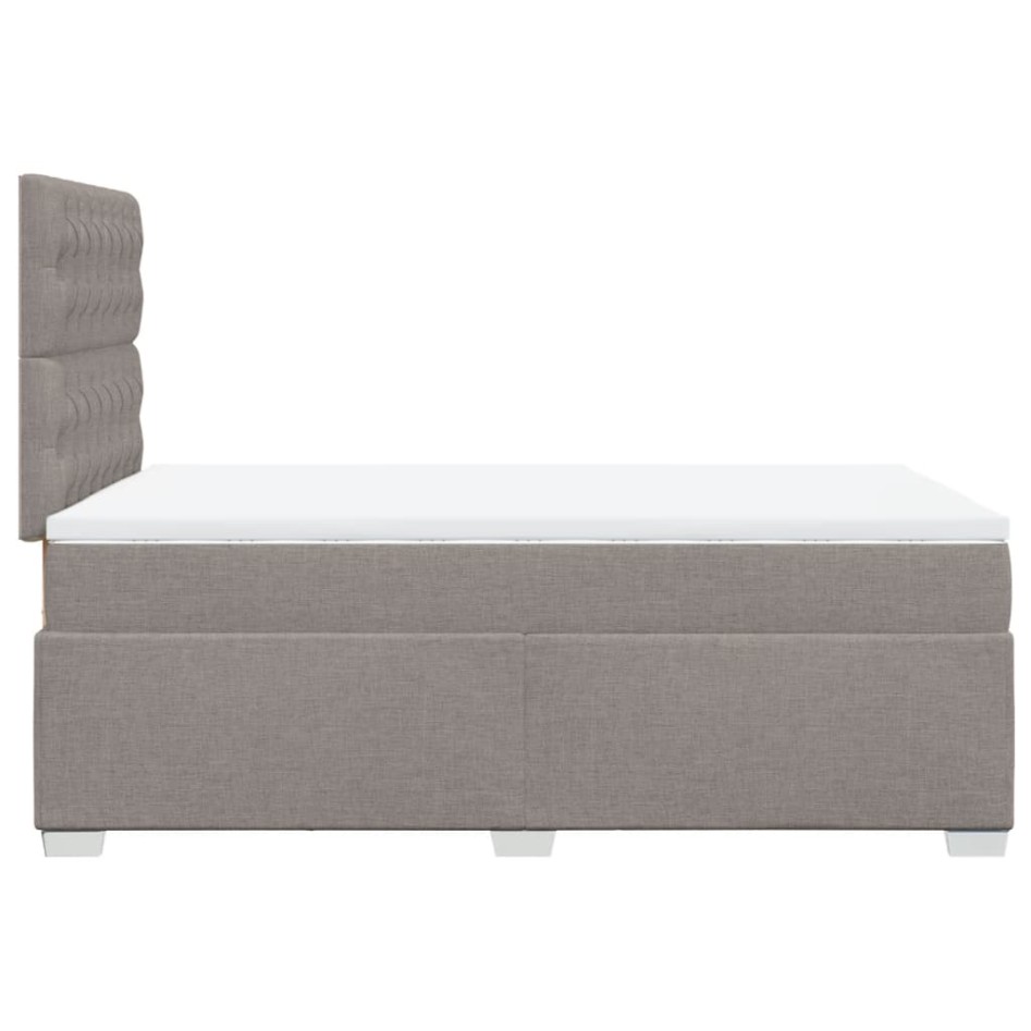 Cama box spring con colchón tela gris taupe 120x200
