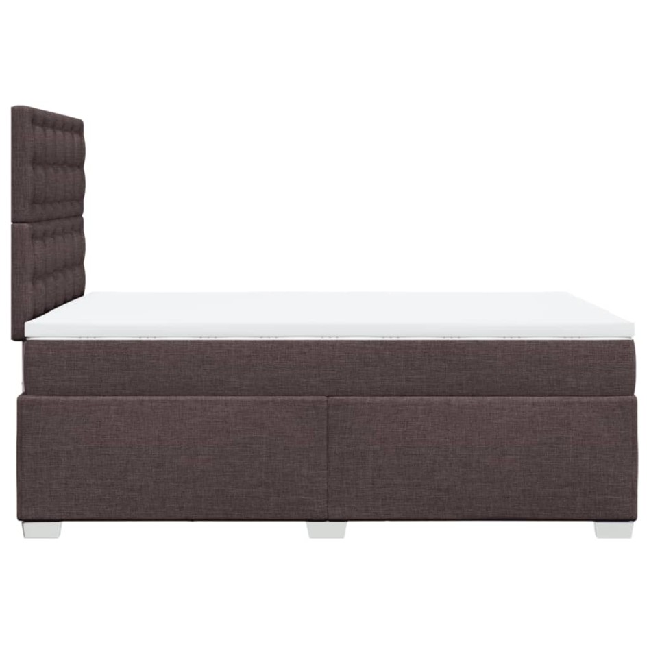 Cama box spring con colchón tela marrón oscuro 120x200