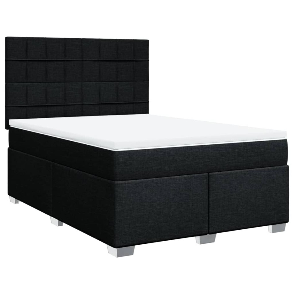 Cama box spring con colchón tela negro 140x190