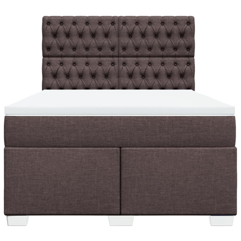 Cama box spring con colchón tela marrón oscuro 140x190