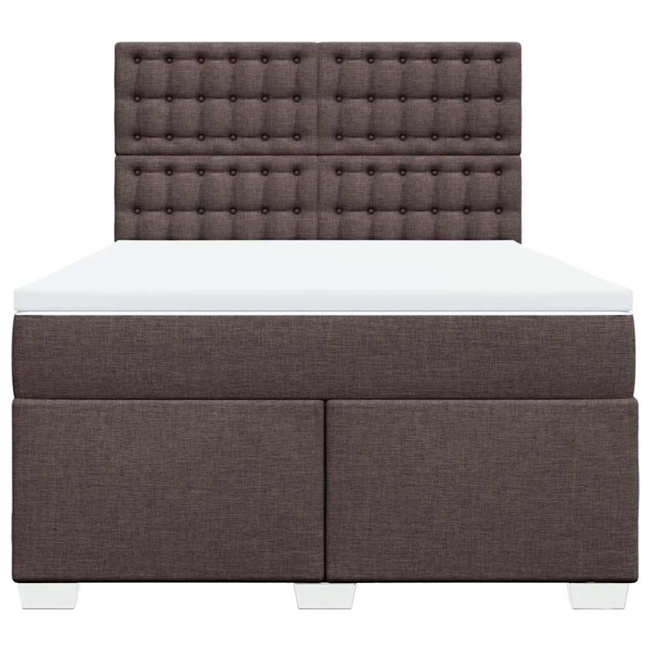 Cama box spring con colchón tela marrón oscuro 140x190
