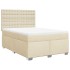 Cama box spring con colchón tela color crema 140x190