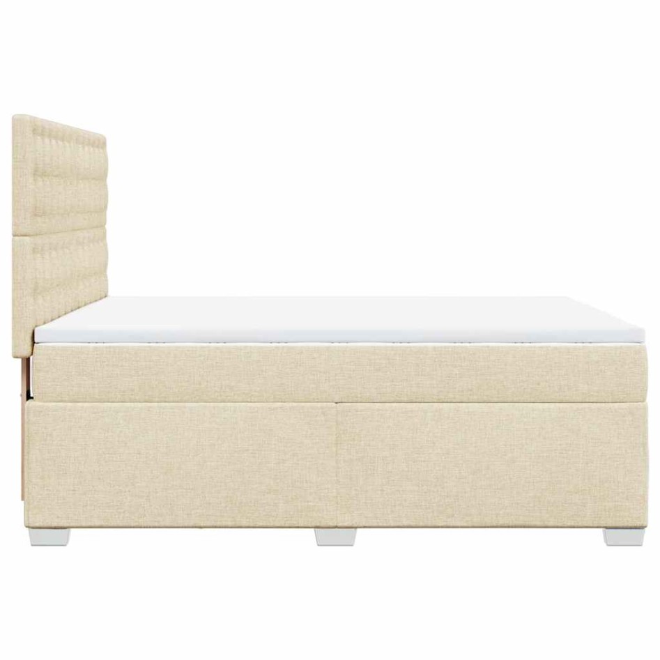 Cama box spring con colchón tela color crema 140x190