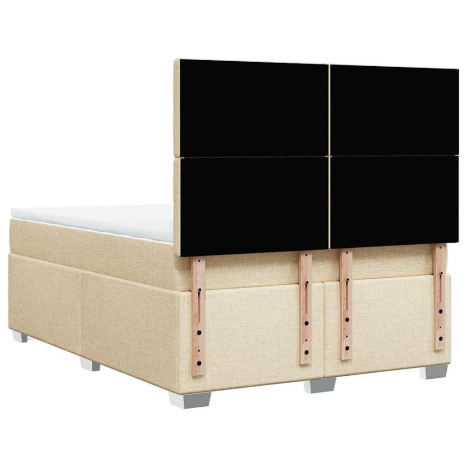 Cama box spring con colchón tela color crema 140x190