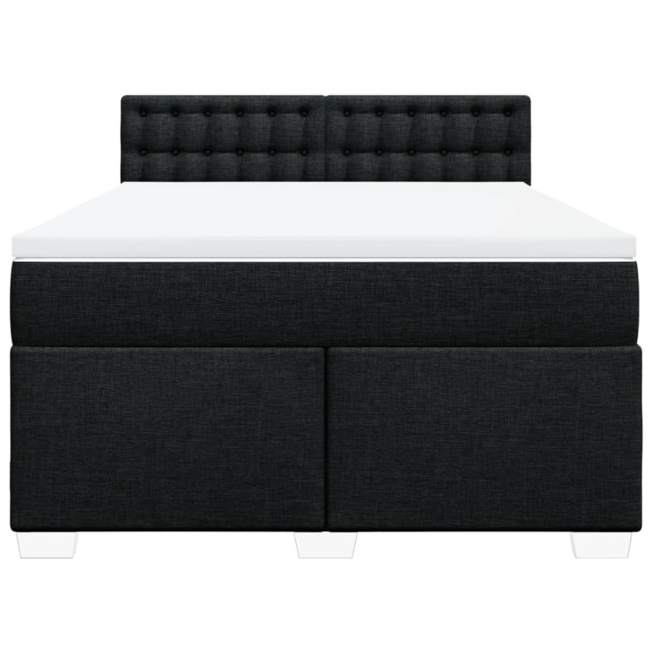 Cama box spring con colchón tela negro 140x190