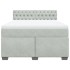 Cama box spring con colchón terciopelo gris claro 140x200