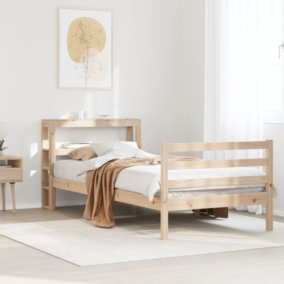 Estructura de cama sin colchón madera maciza pino 75x190