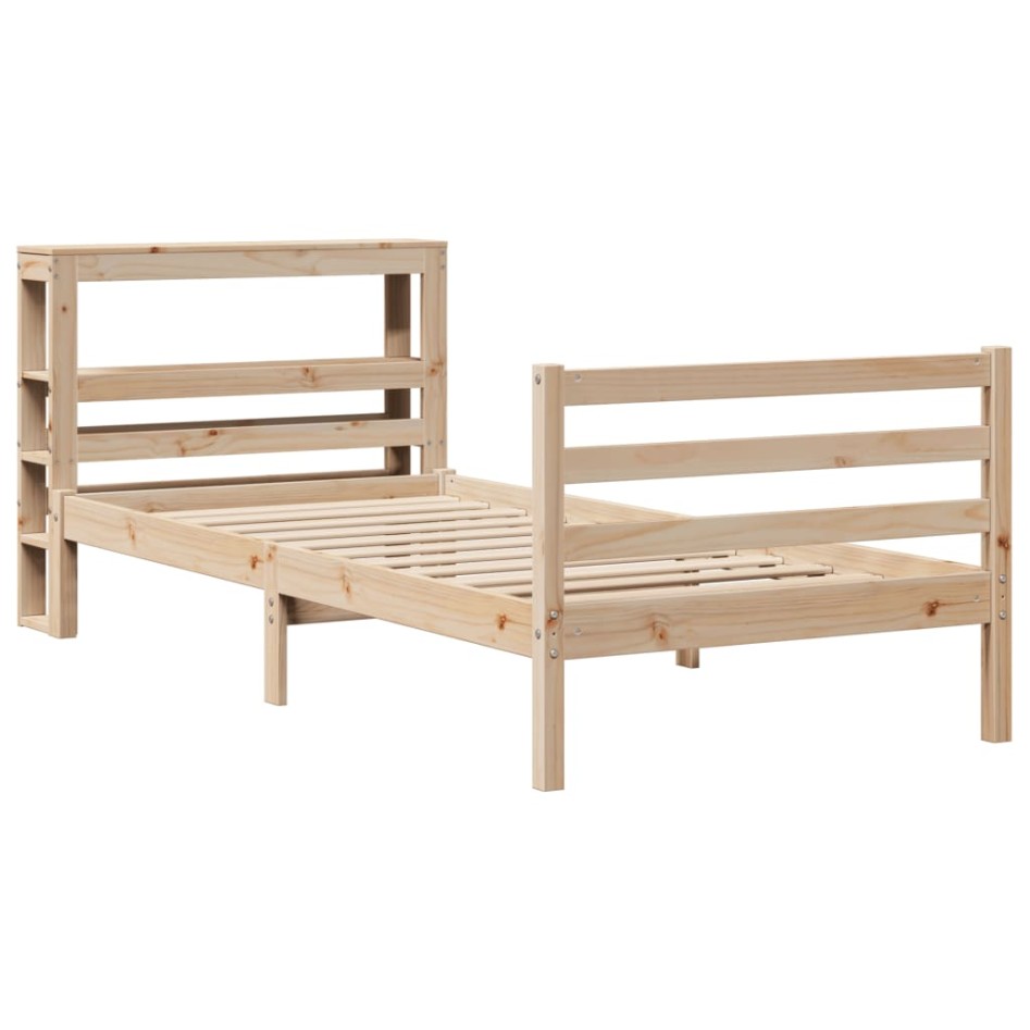 Estructura de cama sin colchón madera maciza pino 75x190