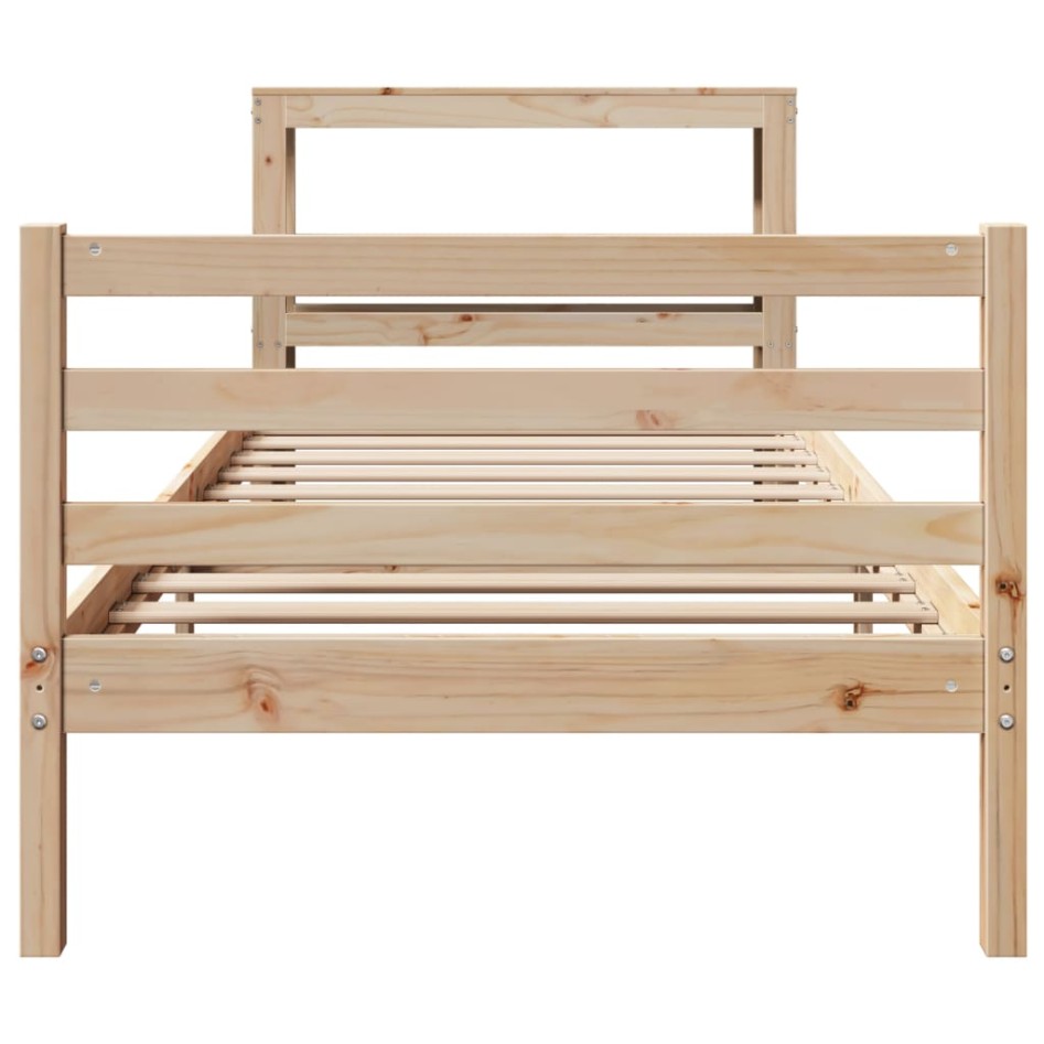 Estructura de cama sin colchón madera maciza pino 75x190