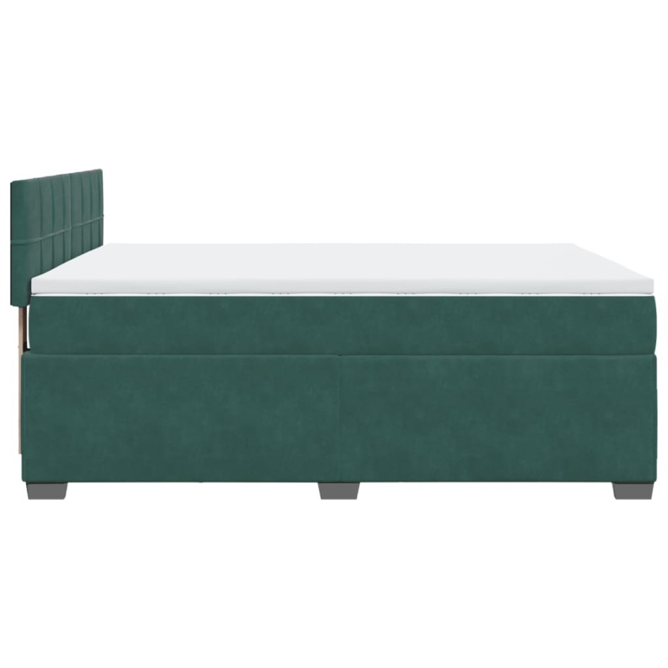 Cama box spring con colchón terciopelo verde oscuro 160x200