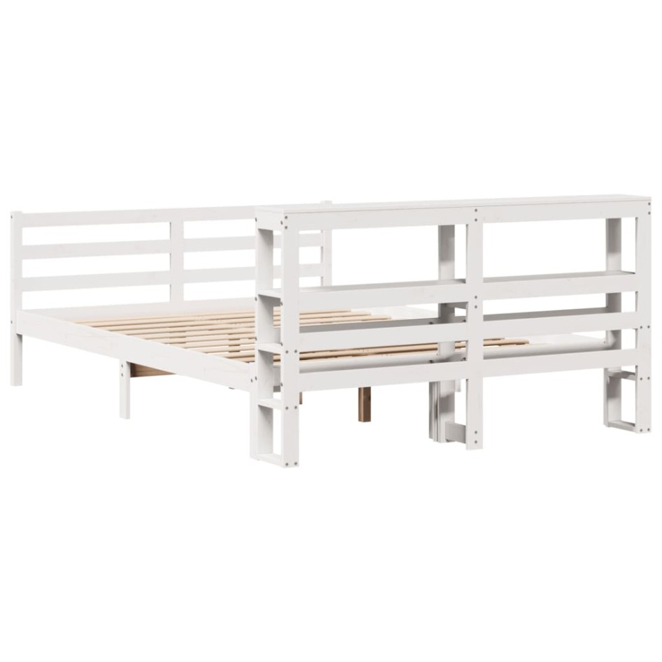 Estructura de cama sin colchón madera de pino blanca 140x200