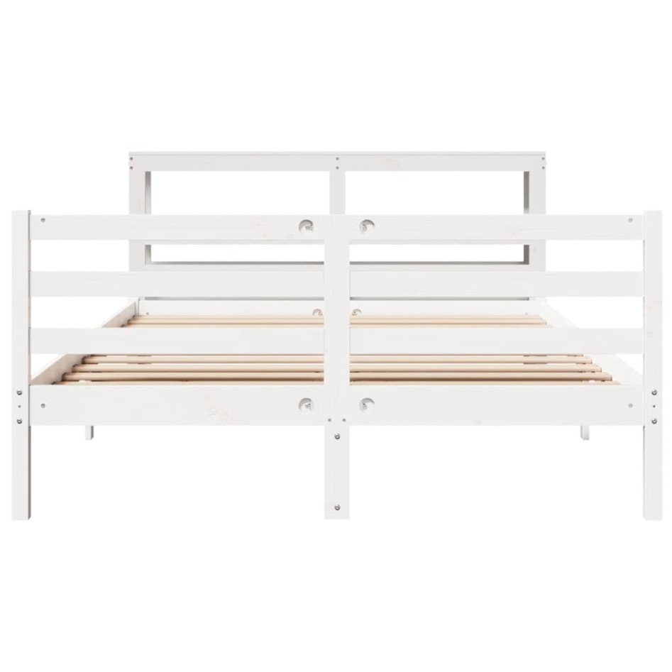 Estructura de cama sin colchón madera de pino blanca 140x190