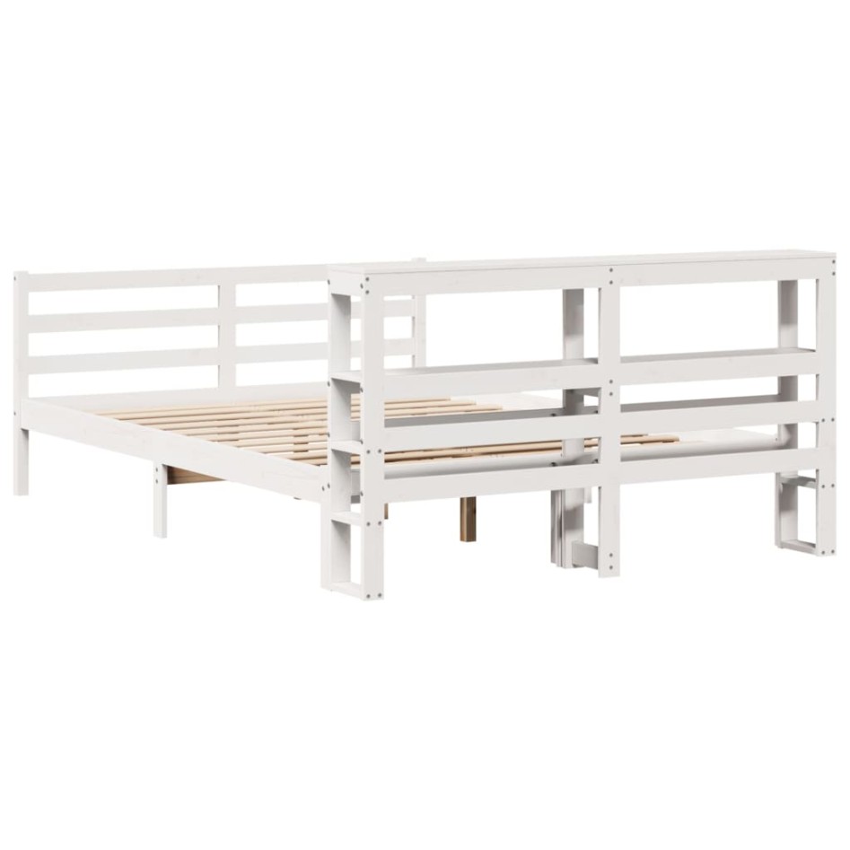 Estructura de cama sin colchón madera de pino blanca 140x190