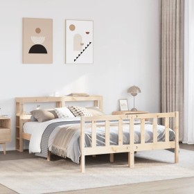 Estructura de cama sin colchón madera maciza de pino 120x190