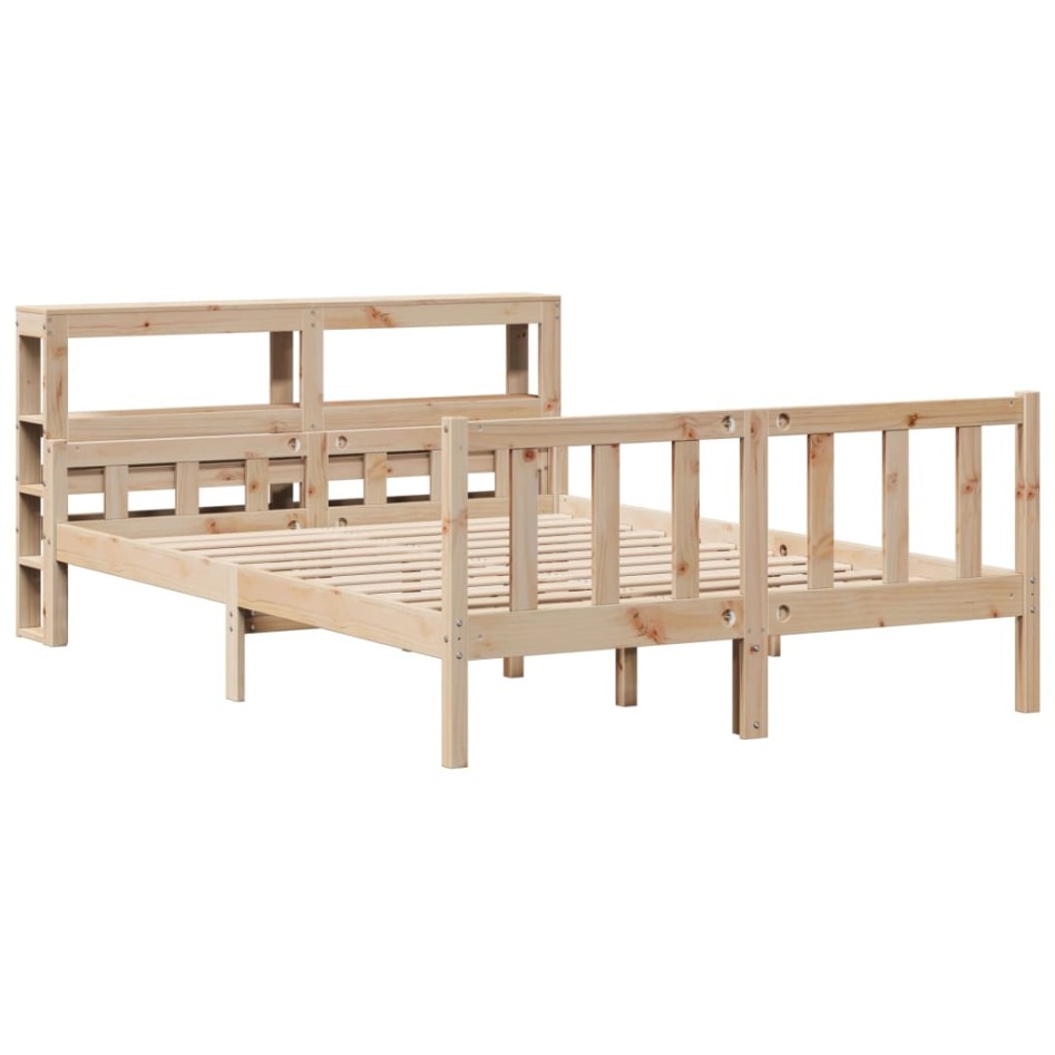 Estructura de cama sin colchón madera maciza de pino 120x190