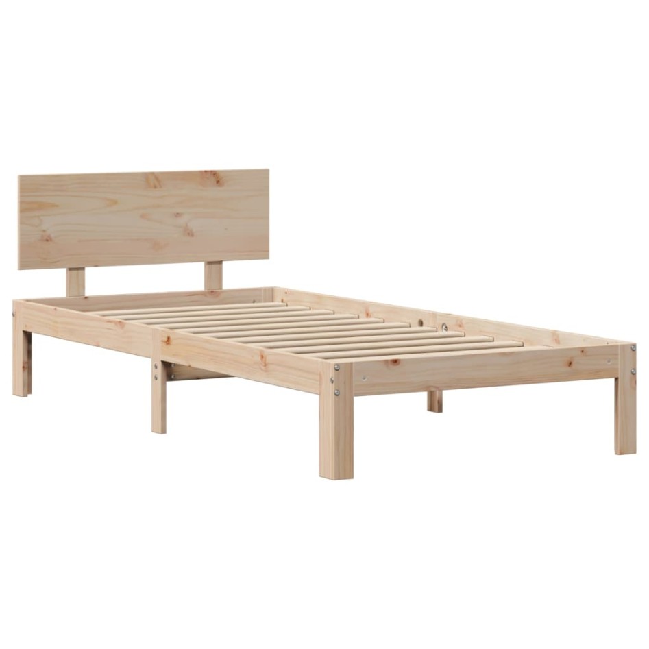 Estructura de cama con cabecero madera maciza pino 75x190