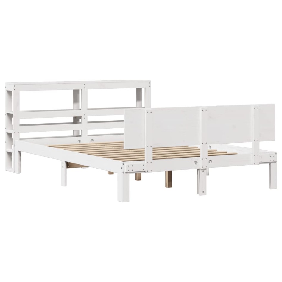 Estructura de cama con cabecero sin colchón blanco 140x190