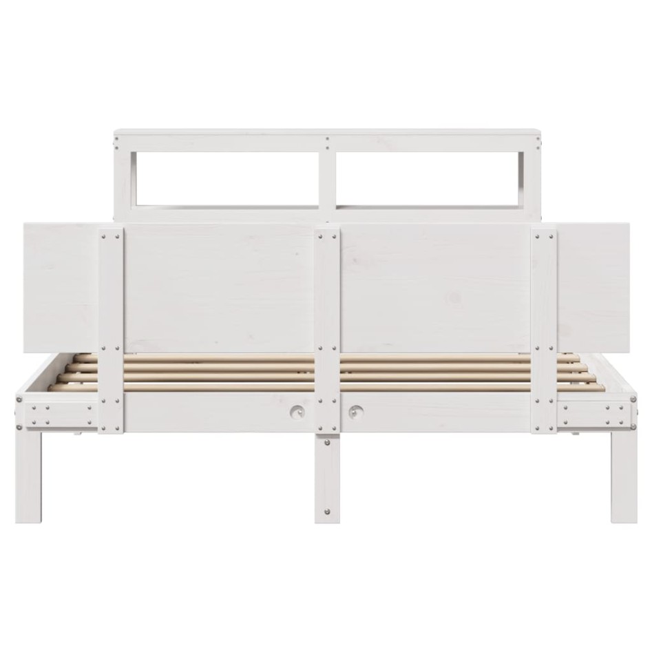 Estructura de cama con cabecero sin colchón blanco 140x190