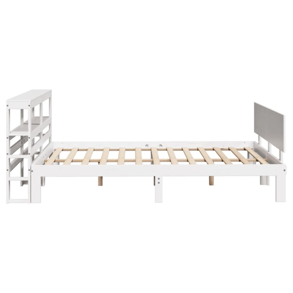 Estructura de cama con cabecero sin colchón blanco 140x190
