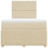 Cama box spring con colchón tela color crema 120x200