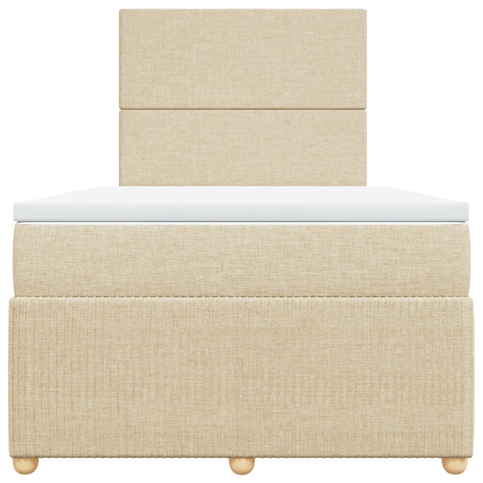 Cama box spring con colchón tela color crema 120x200