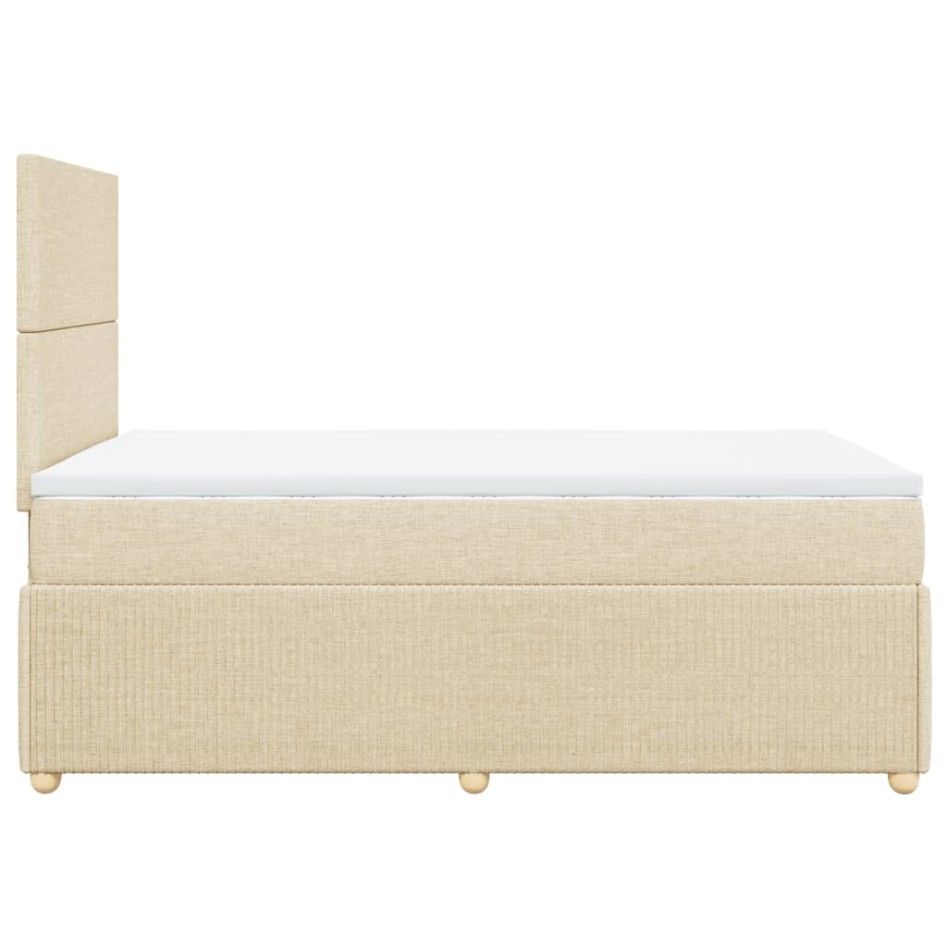 Cama box spring con colchón tela color crema 120x200