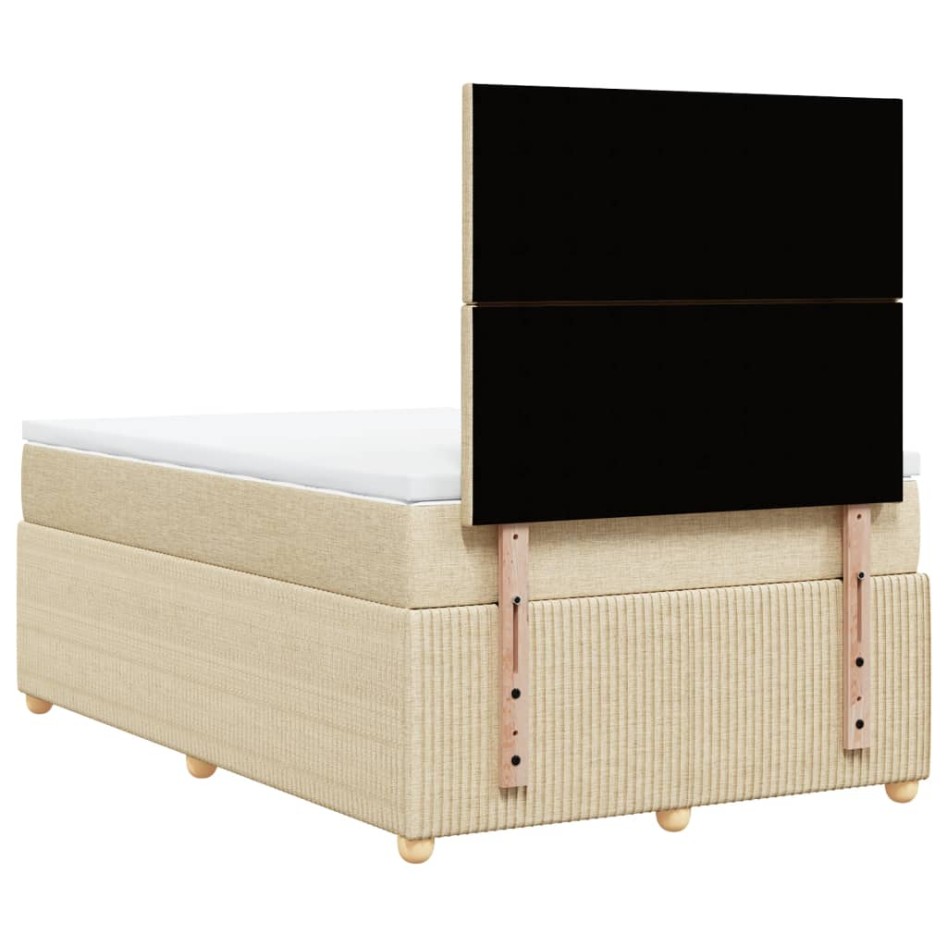 Cama box spring con colchón tela color crema 120x200