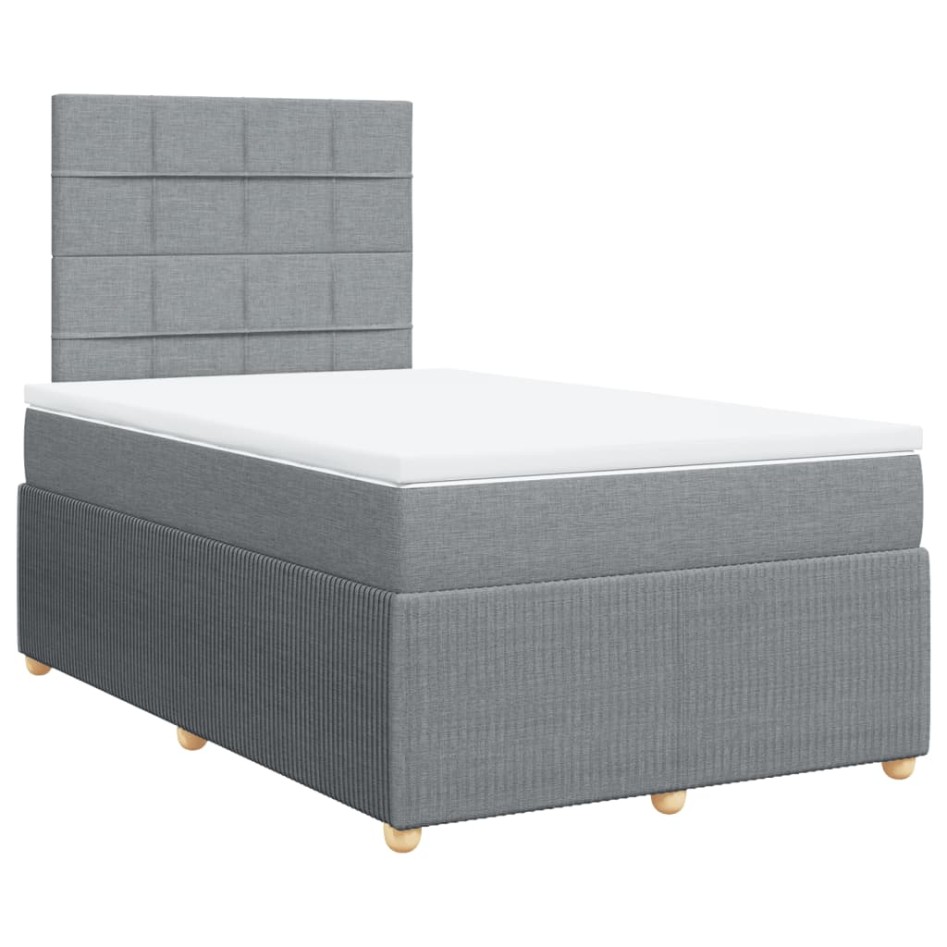 Cama box spring con colchón tela gris claro 120x200