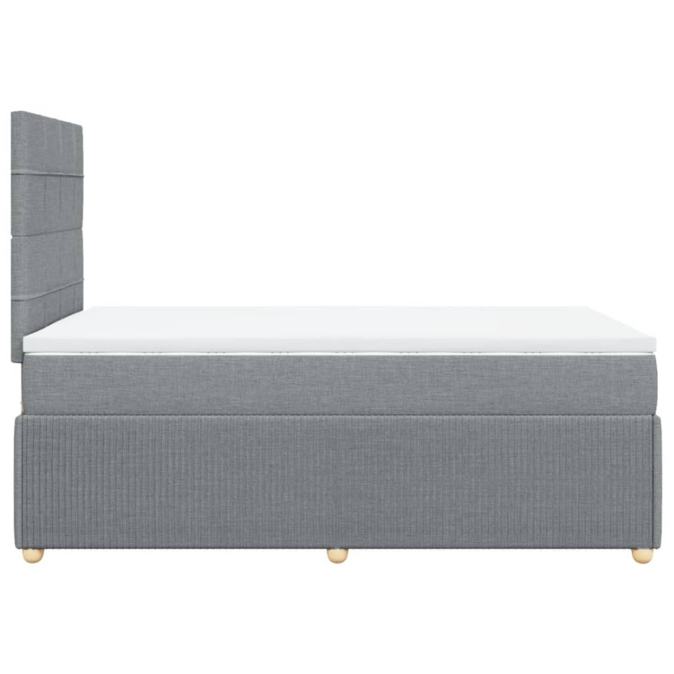Cama box spring con colchón tela gris claro 120x200