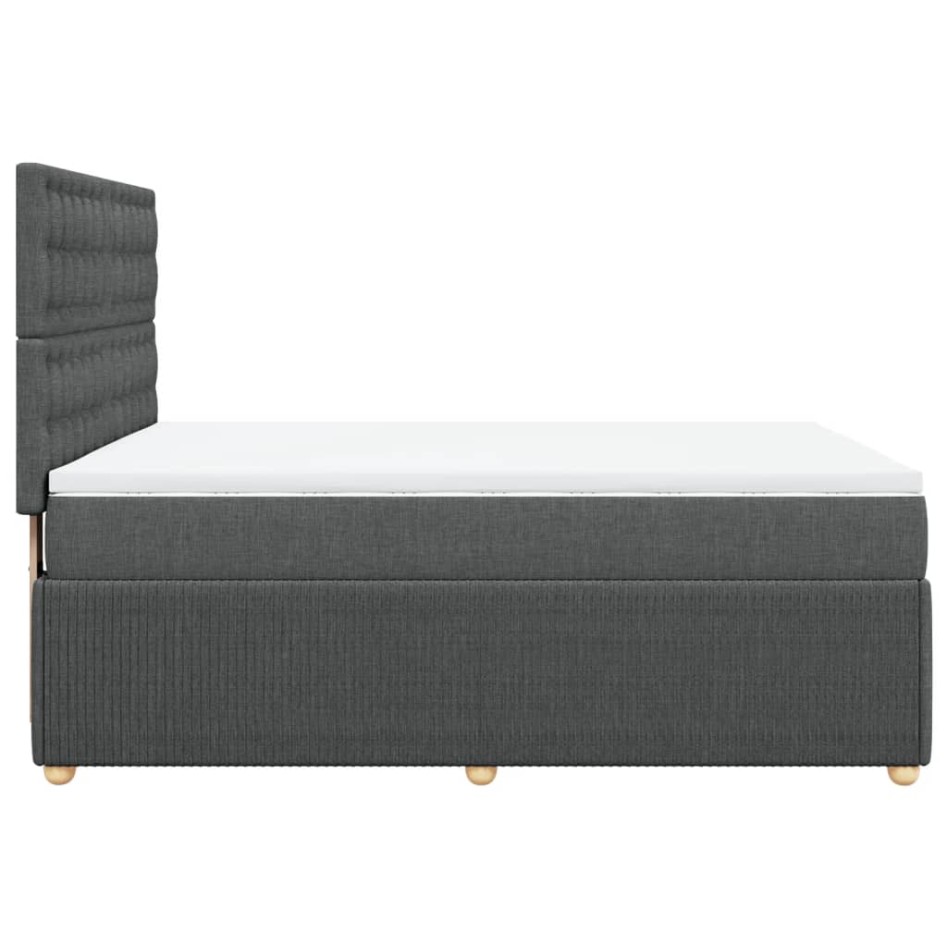 Cama box spring con colchón tela gris oscuro 140x200