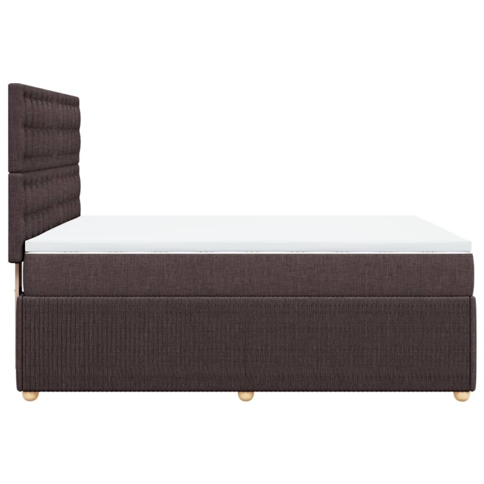 Cama box spring con colchón tela marrón oscuro 140x200