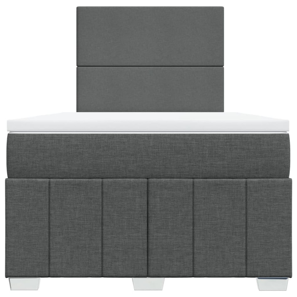 Cama box spring con colchón tela gris oscuro 120x200