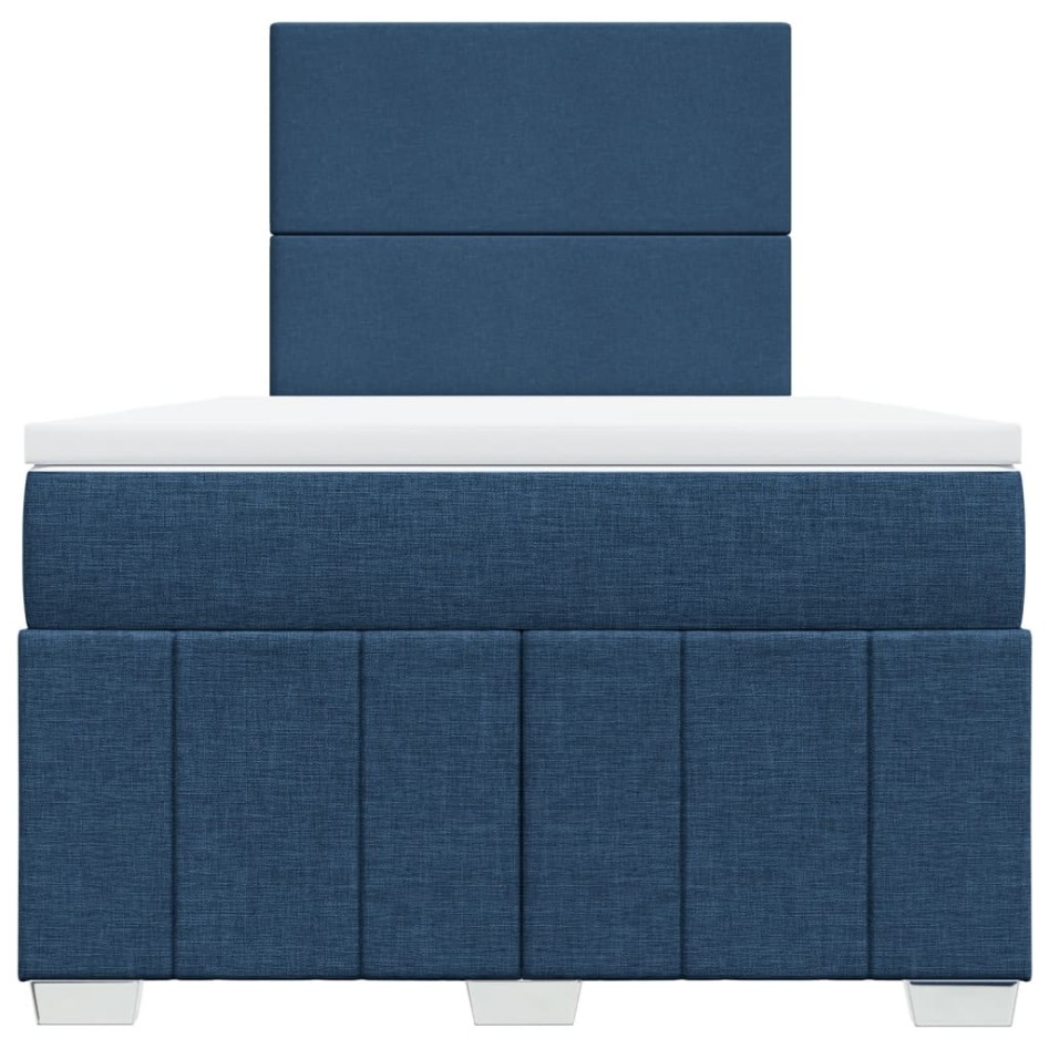 Cama box spring con colchón tela azul 120x200