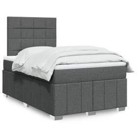 Cama box spring con colchón tela gris oscuro 120x200