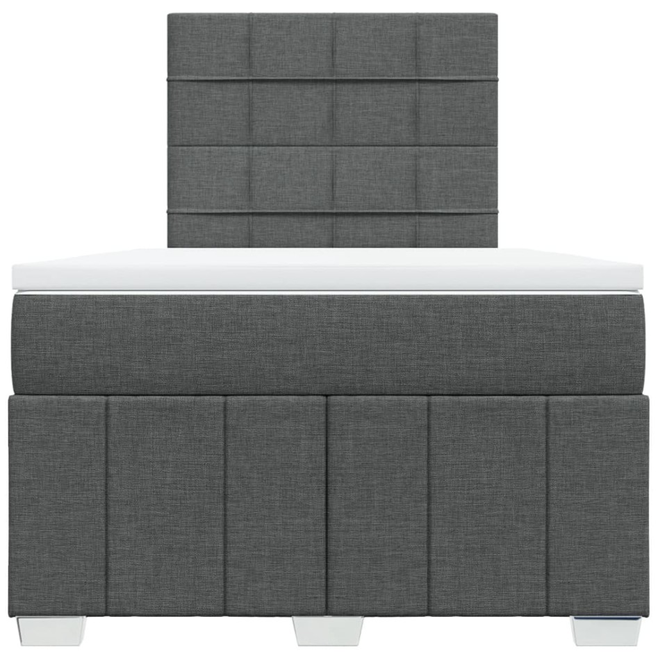 Cama box spring con colchón tela gris oscuro 120x200