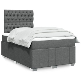 Cama box spring con colchón tela gris oscuro 120x200
