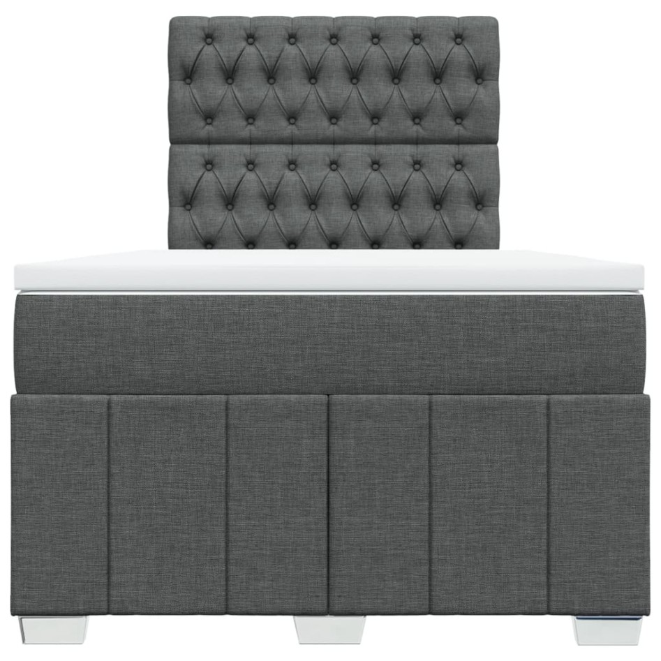 Cama box spring con colchón tela gris oscuro 120x200