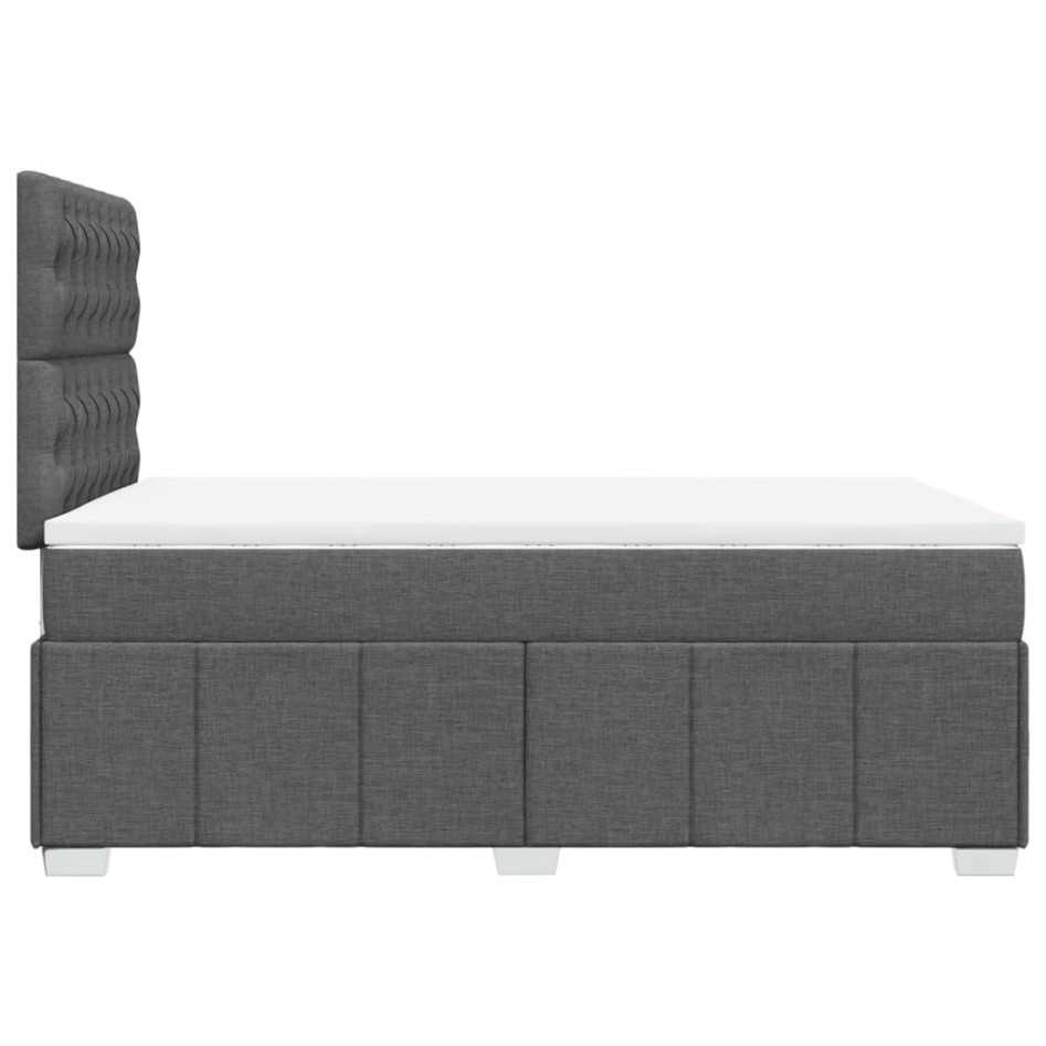 Cama box spring con colchón tela gris oscuro 120x200