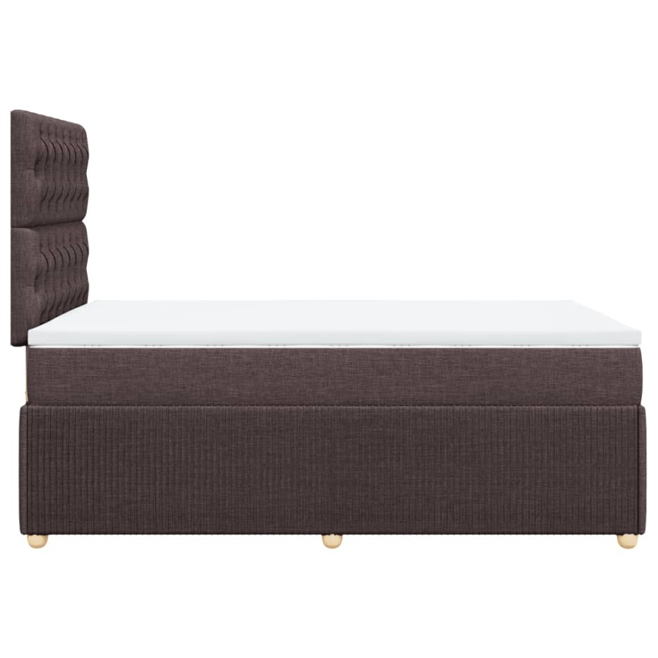 Cama box spring con colchón tela marrón oscuro 120x200